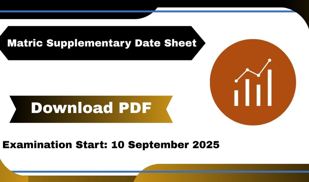 Punjab Board 10th Class Supplementary Date Sheet
